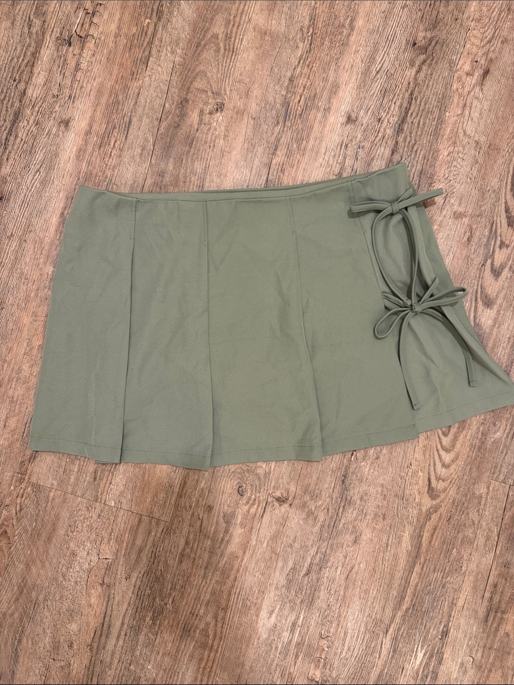 No Boundaries Olive Green Mini Skirt with Side Tie Detail